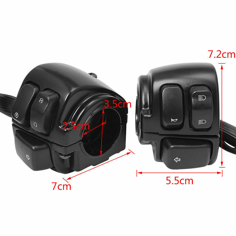 Motorcycle 1 25mm Handlebar Control Switch with Wiring for Harley Black n