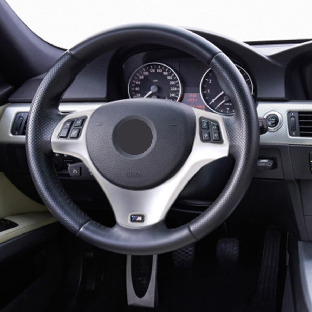 Chrome steering wheel cover suitable for 2005-2012 3 E90 E92 E93- n