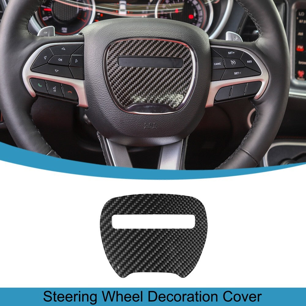 Steering Wheel Cover Trim Stickers for Dodge for Challenger 2015-2020 Carbon Fiber