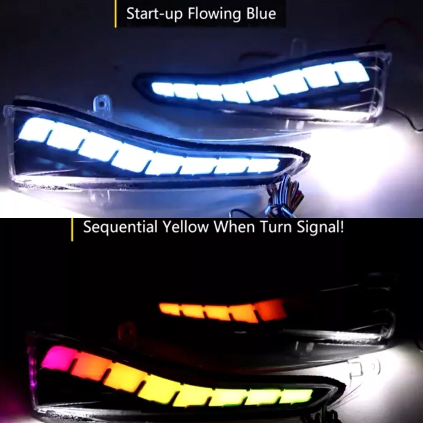 for Infiniti Q50 Q60 Q70 Smoked Dynamic RGB LED Mirror Turn Signal/Puddle Light