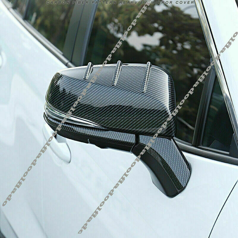 2X Carbon Fiber Side Rearview Mirror Cover Trim for Toyota Highlander 2020-2023