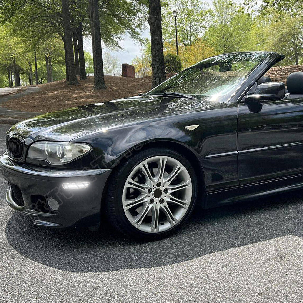 White LED front bumper reflector lights for 04-06 for 3 E46 Coupe facelift - v