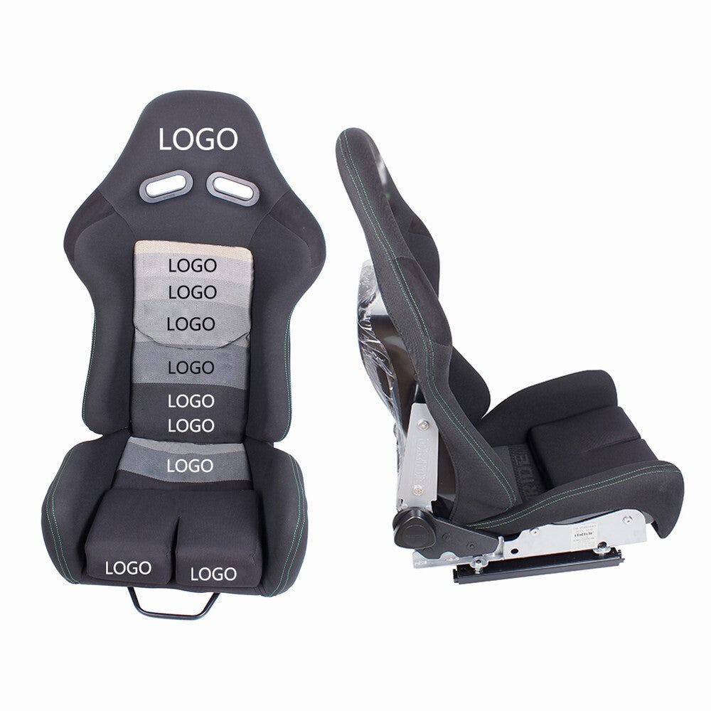 1 Pair JDM Black Gradation Low Max Reclinable Drift Racing Seats Dual Silder Q