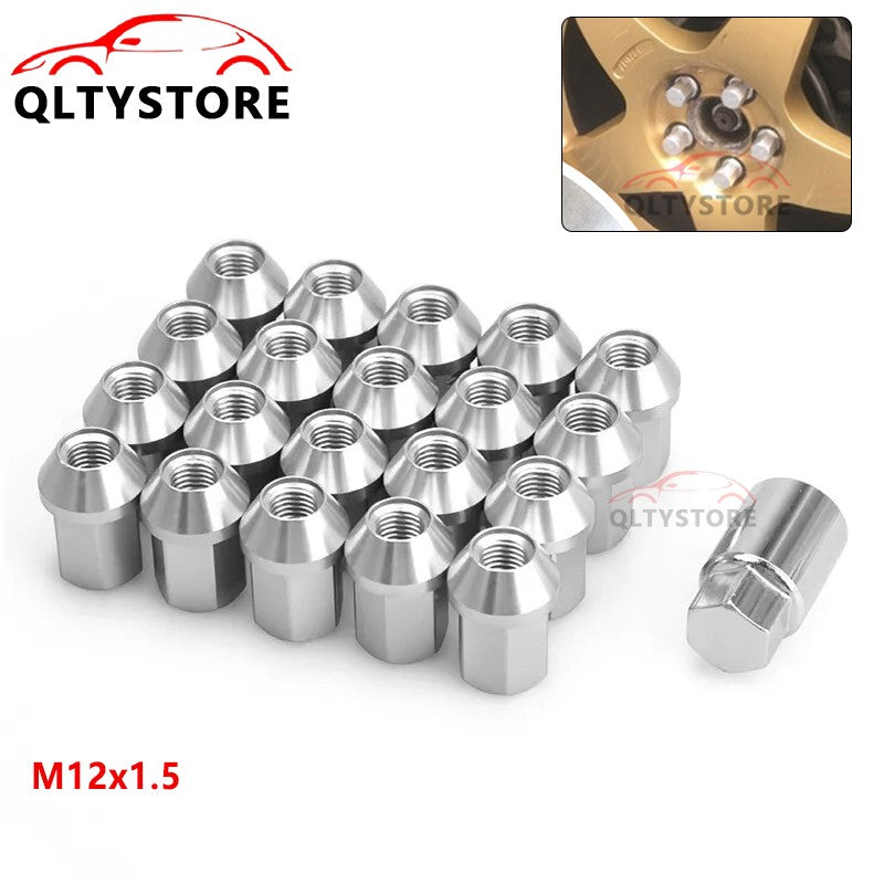 M12x1.5 16Pcs 35mm Close End Lug Nuts + 4Pcs Anti Theft Wheel Lock Nut Aluminum Q