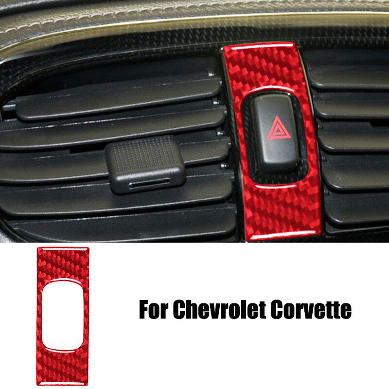 Red carbon fiber car warning light switch trim for Corvette C6 2005-13- n