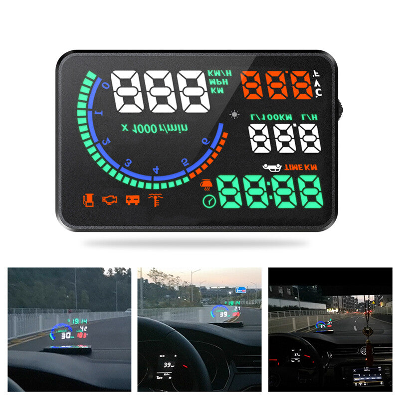 Head-up display (HUD) with multi-color OBD for automotive windshields - Display speed (KMH/MPH) n