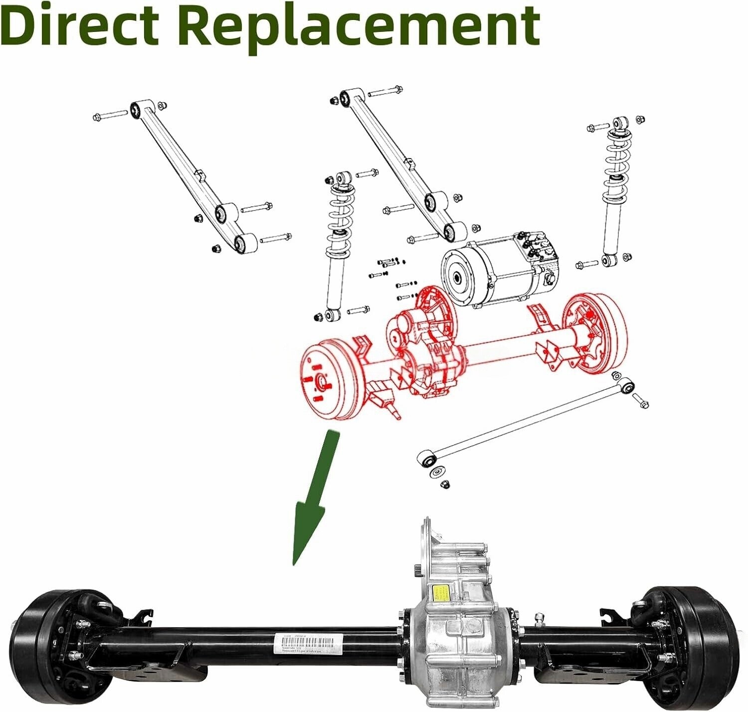 Rear Axle Housing Assembly for 1994-2022 E-Z-GO TXT for Golf Carts 12.44:1 73500-G01 Q