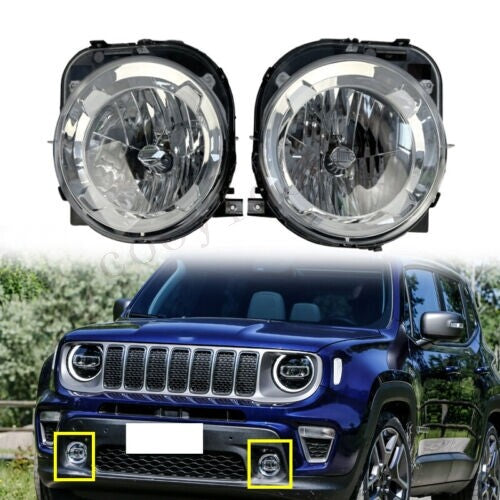 A pair of headlights and fog lights for driver and passengers. Applicable to for Jeep Renegade 2015-2018
