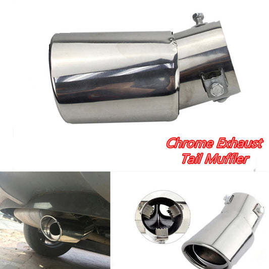 1x Car Universal Stainless Steel Exhaust Tail Throat Rear Muffler Tip Pipe Round