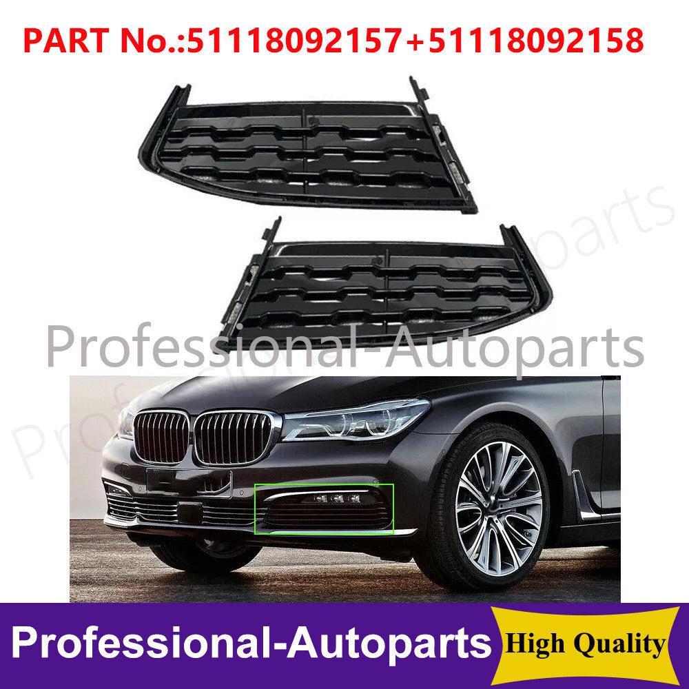 1 pair of front bumper fog light grille covers for BMW 7 Series G11 G12 2015-2020
