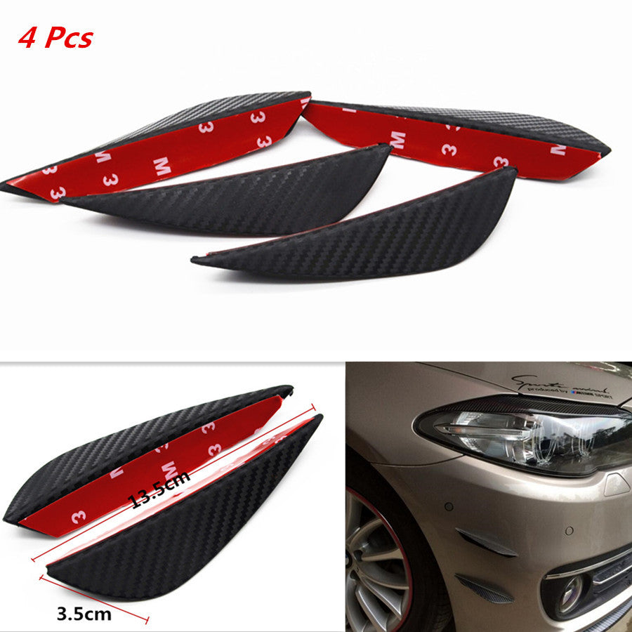 4pcs Front Bumper Splitter Fins Lip Trim Tip Carbon Fiber Style Body Spoiler