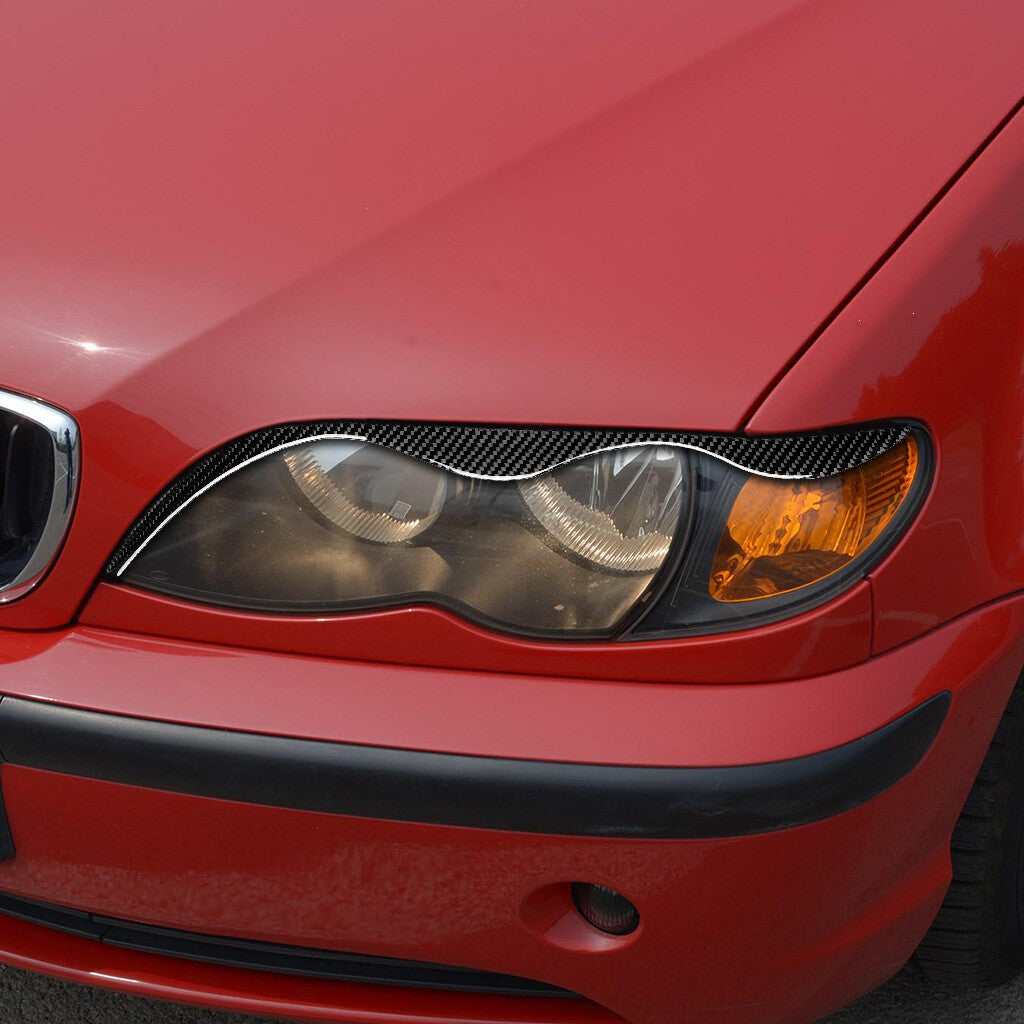2pcs Carbon Fiber Headlights Sticker Trim Cover Fit for BMW 3 Series E46 1998-05