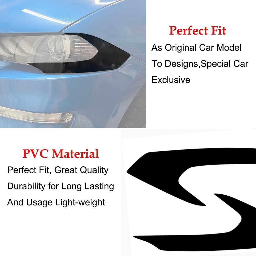Black Front Headlight Side Marker Overlay Vinyl Decal for Ford for Mustang 2018-2021