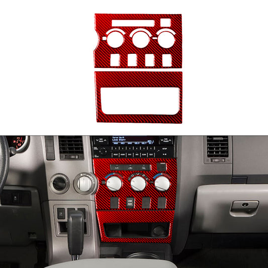 Red 2Pcs Central A/C Control Panel Type B Trim Cover for Toyota Tundra 2007-2013