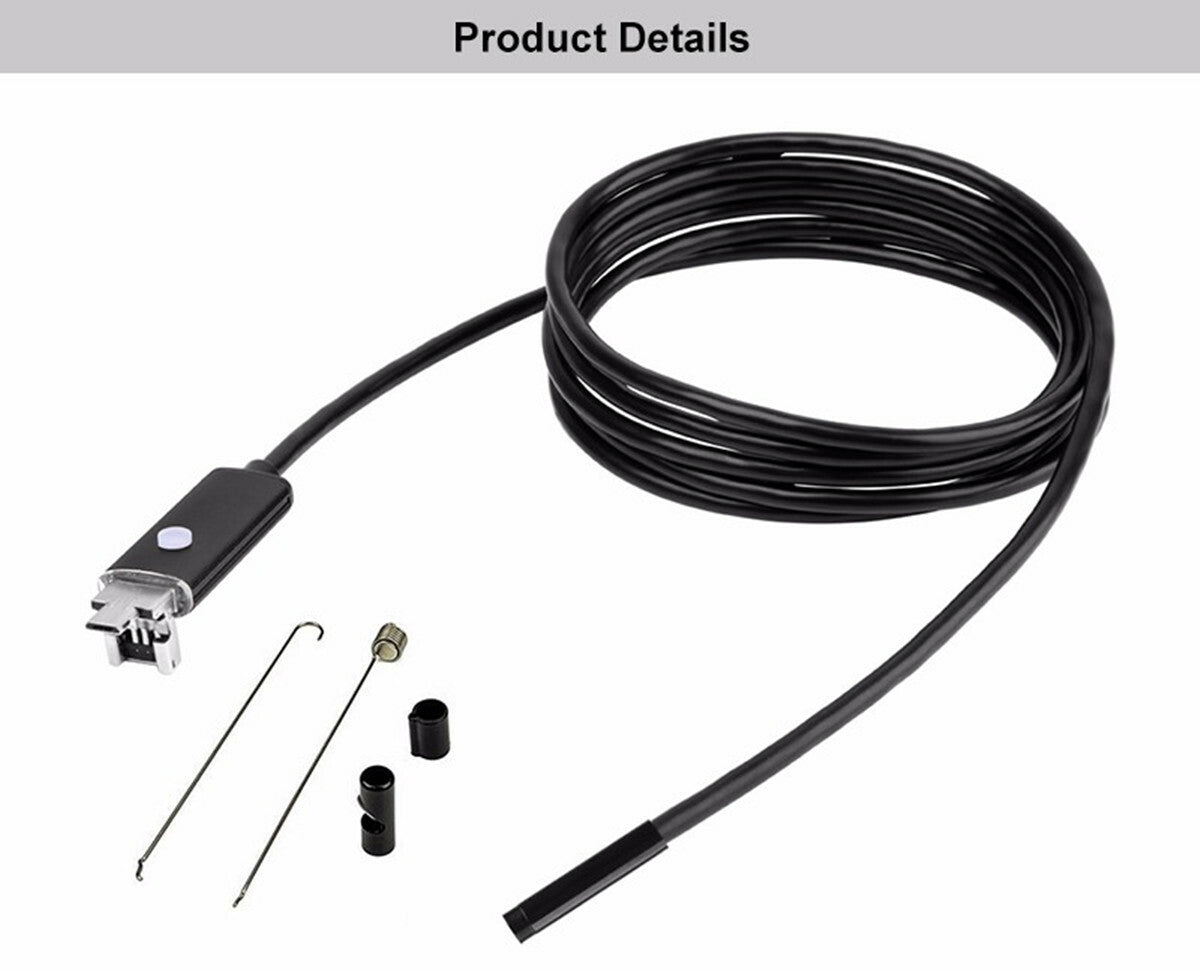 5M 6LEDs Snake Endoscope Borescope 7mm Inspection USB Camera Scope For Android