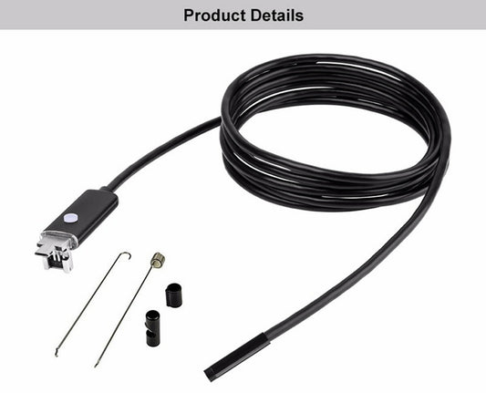 5M 6LEDs Snake Endoscope Borescope 7mm Inspection USB Camera Scope For Android