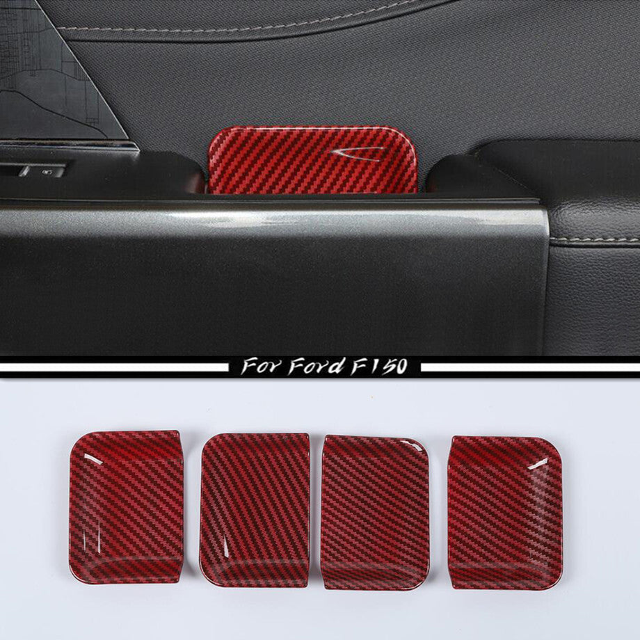 For 21-23 F150 Red Carbon Fiber Interior Door Handle Bowl Covers Trim v