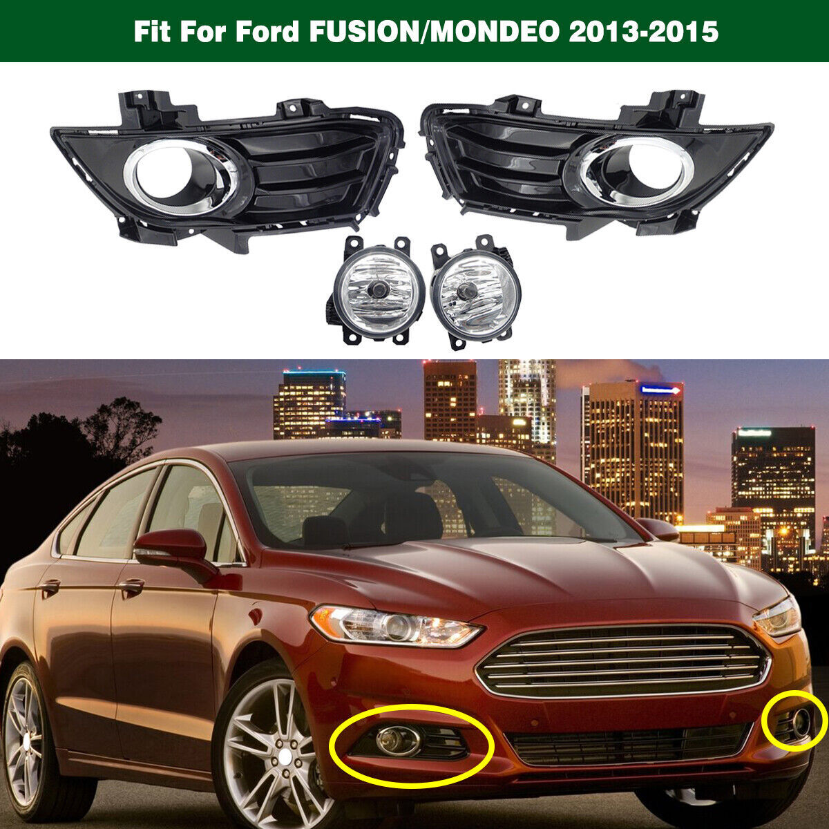 BUMPER CLEAR FOG LIGHT DRIVING LAMP W/COVER Fit for Ford Fusion/Mondeo 2013-2016