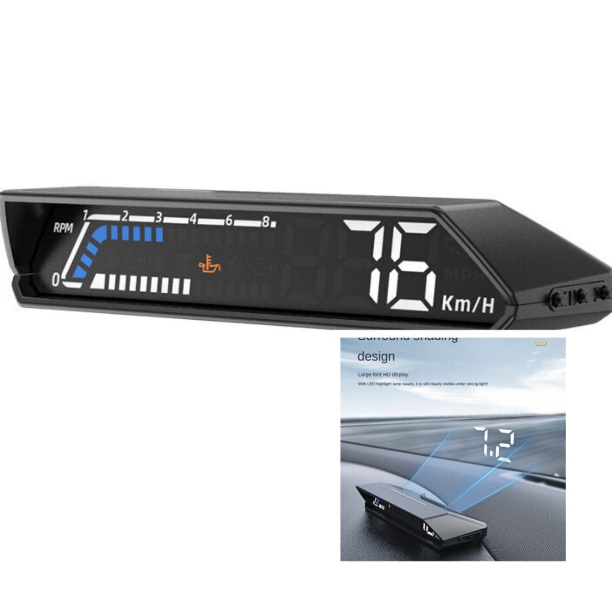 new OBD II Car HUD Head-Up Display Dual-Screen Digital Speedometer Projector n