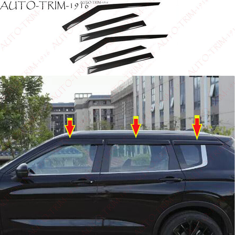Black Window Visor Vent Shades Sun Rain Guard For Outlander 22-23 6PC n