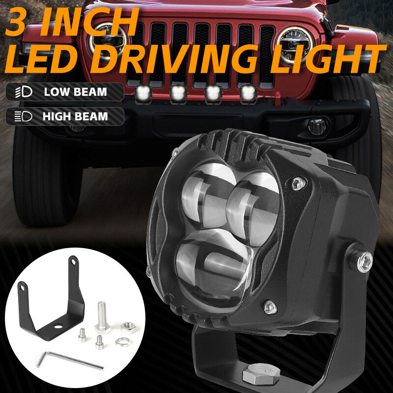 2X 3inch LED Work Light Cube Bar High Low Beam Pods Driving Fog Offroad ATV UTV