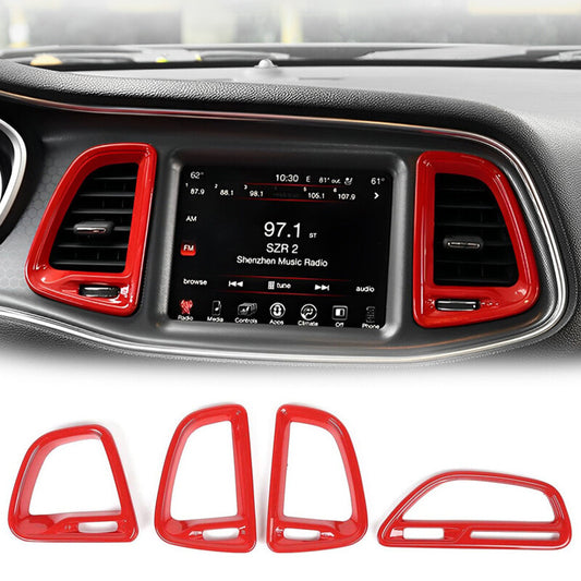 4Pcs Center Console Air Condition Outlet Vent Trim for15-21 for Dodge for Challenger Red
