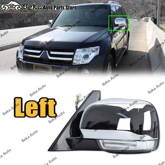 1 piece for Mitsubishi Pajero Montero 2006 - 21 Left door mirror with light chrome trim