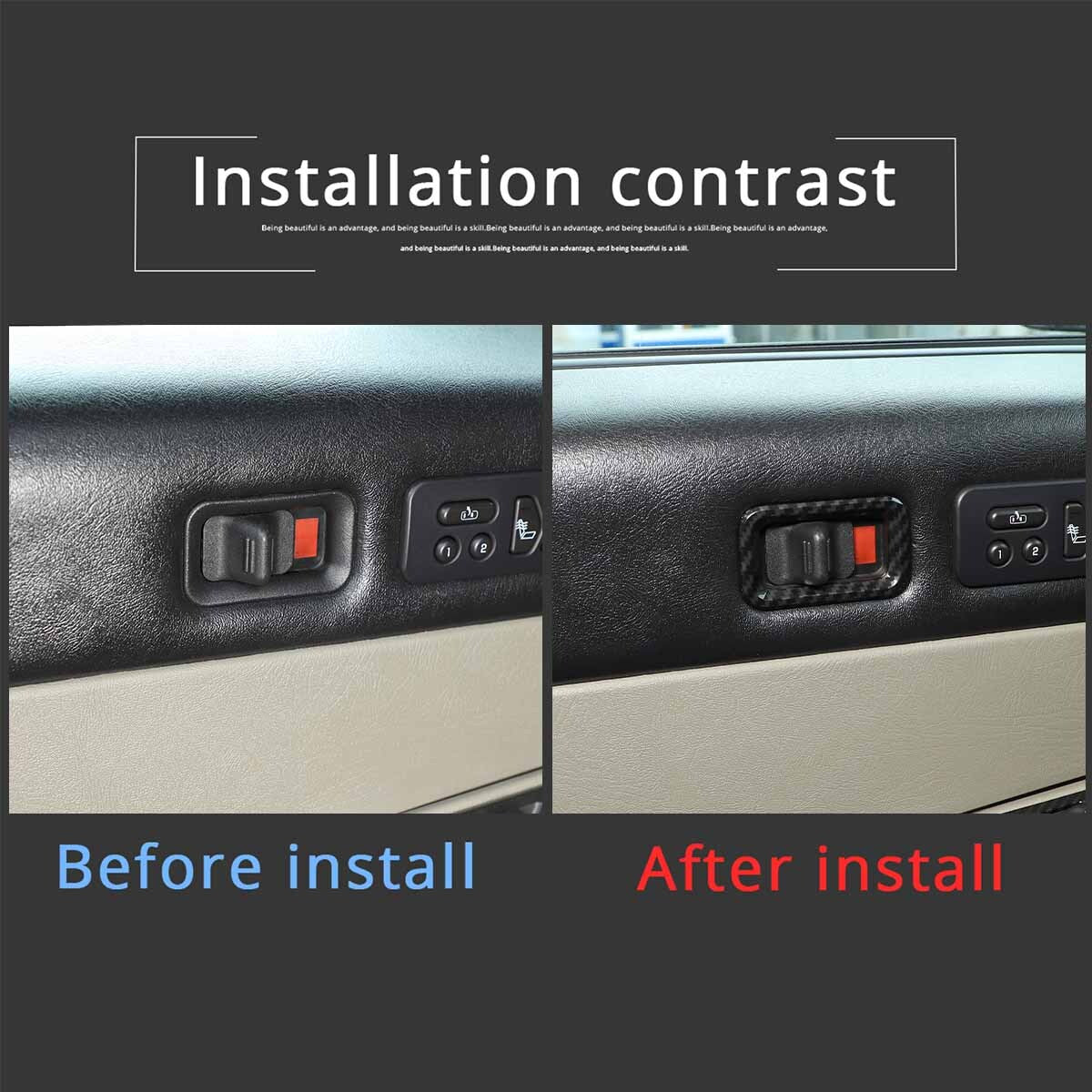 Car door safety lock switch frame decorative cover carbon ABS suitable for Hummer H2 2003-2007 n