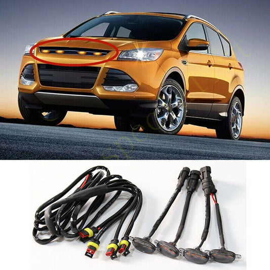 for Ford Escape 2013-2016 smoke Style Front Grill LED Marker Light Kit
