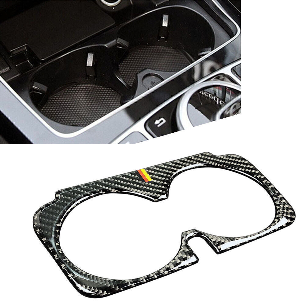 Carbon Fiber Water Cup Holder Frame Cover Trim for Mercedes-Benz C Class W205