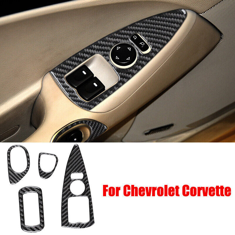 Carbon fiber window lift switch panel trim for Corvette C6 2005-13 n