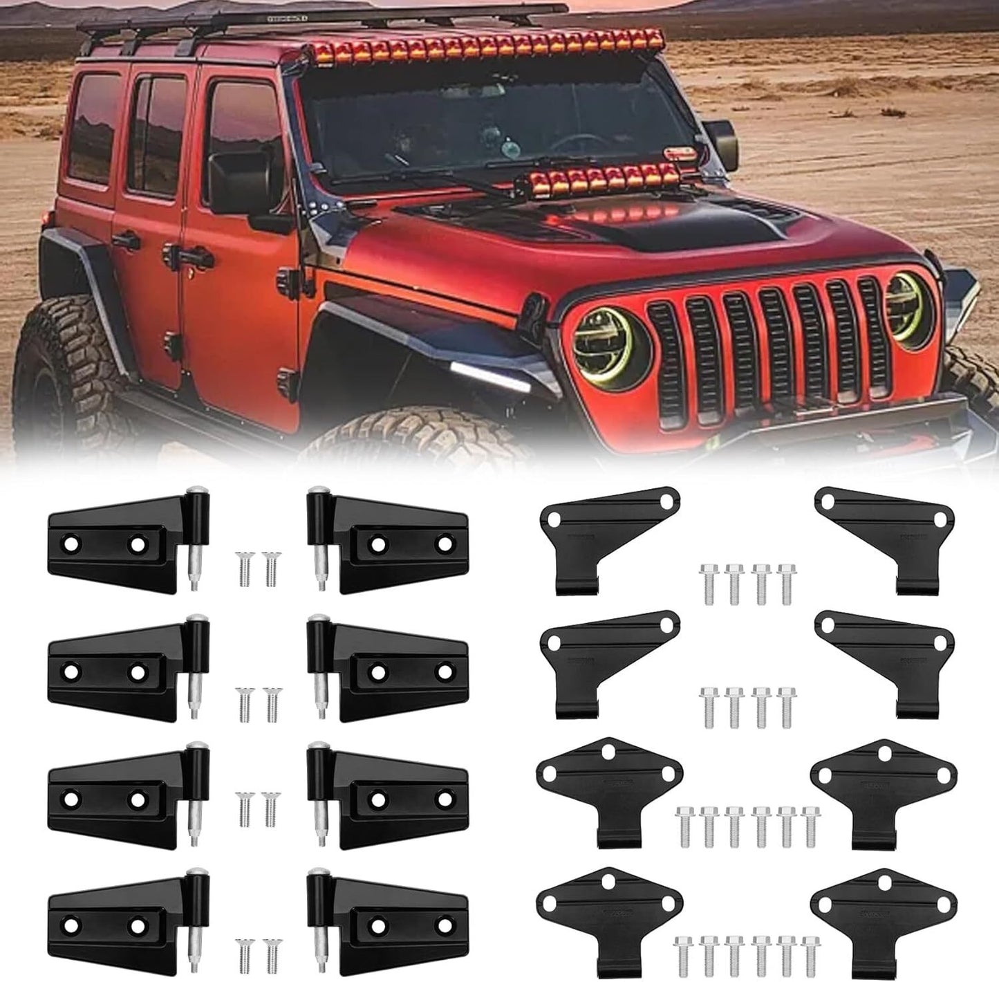 16pcs Body Door Hinge Replacement Set Powder Coat FOR 2007-2018 for Jeep for Wrangler JK n