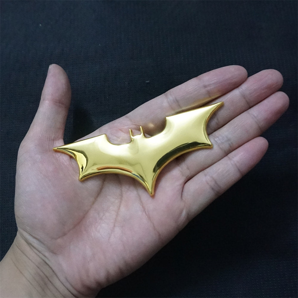 1x Golden Chrome Bat Wide Metal Badge Emblem Decal Sticker 3D Engine Diesel Auto