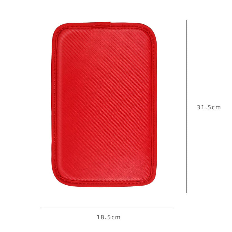 1Pc Carbon Fiber Car Center Console Armrest Mat Pad Cover New Accessory Red