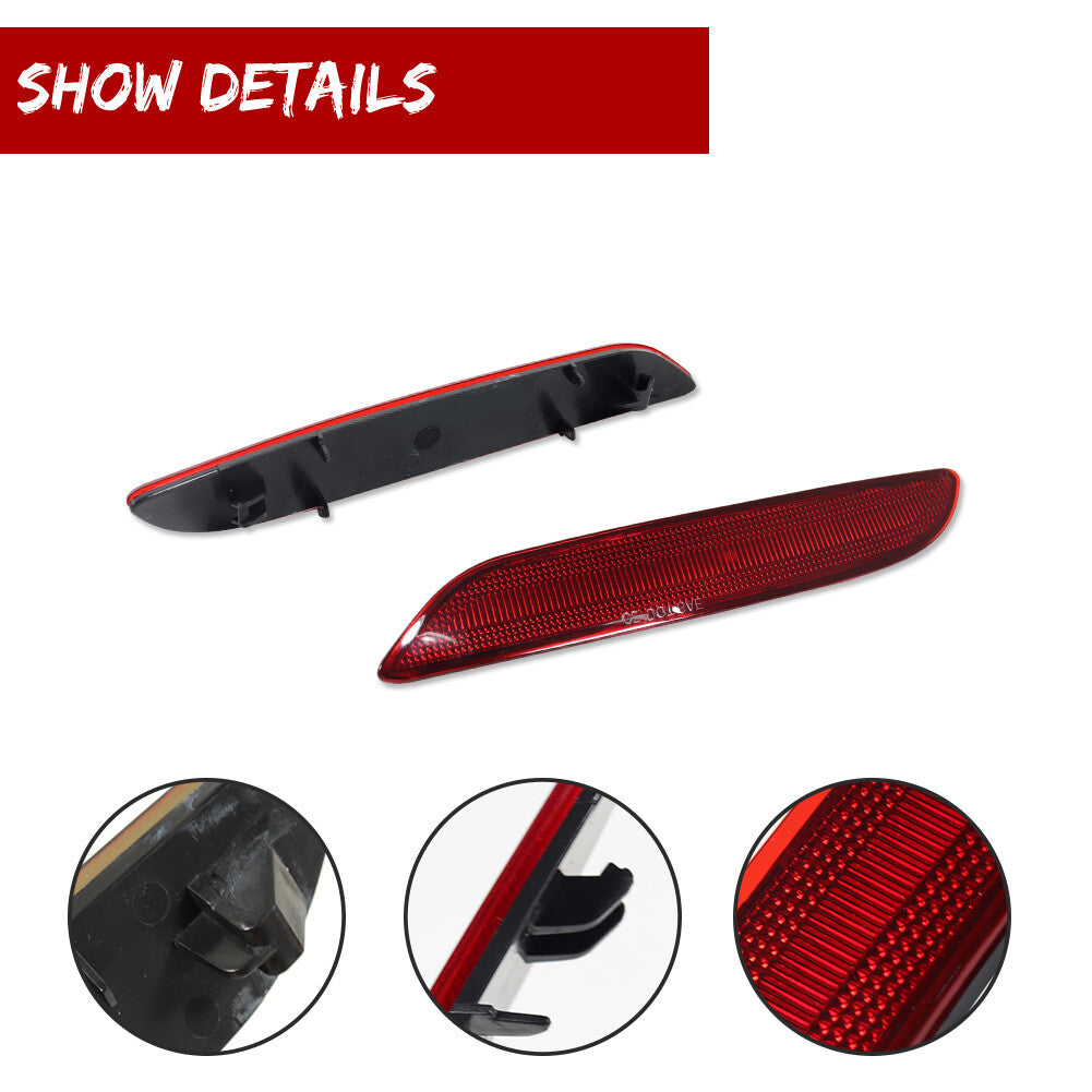2-Piece Blood Red Rear Bumper Reflector Kit for 2017-23 for Chrysler for Pacifica and Voyager Q
