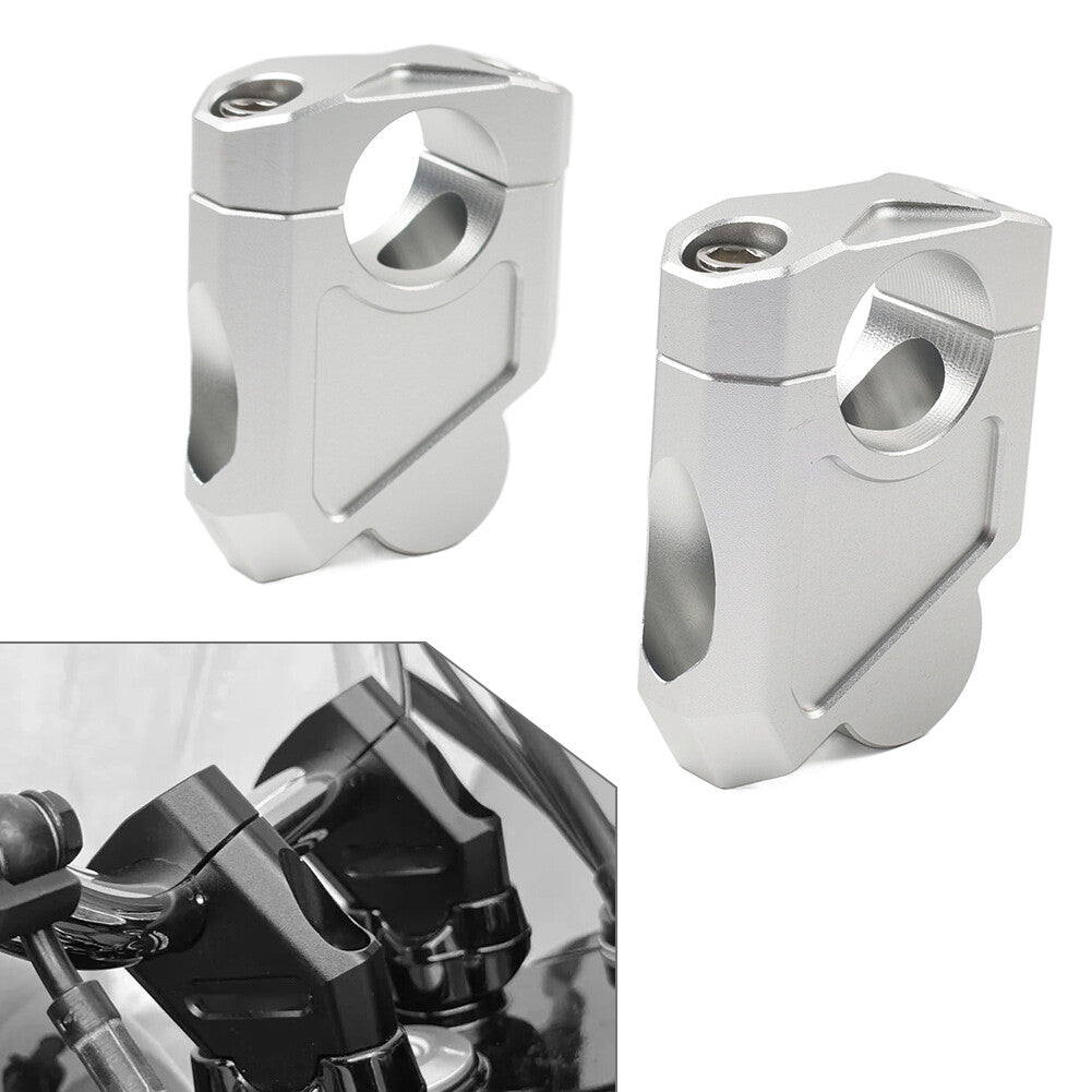 Silver Motorcycle 28mm 1 1/8 Handlebar Mount Clamp Riser fit for Suzuki for Kawasaki Q