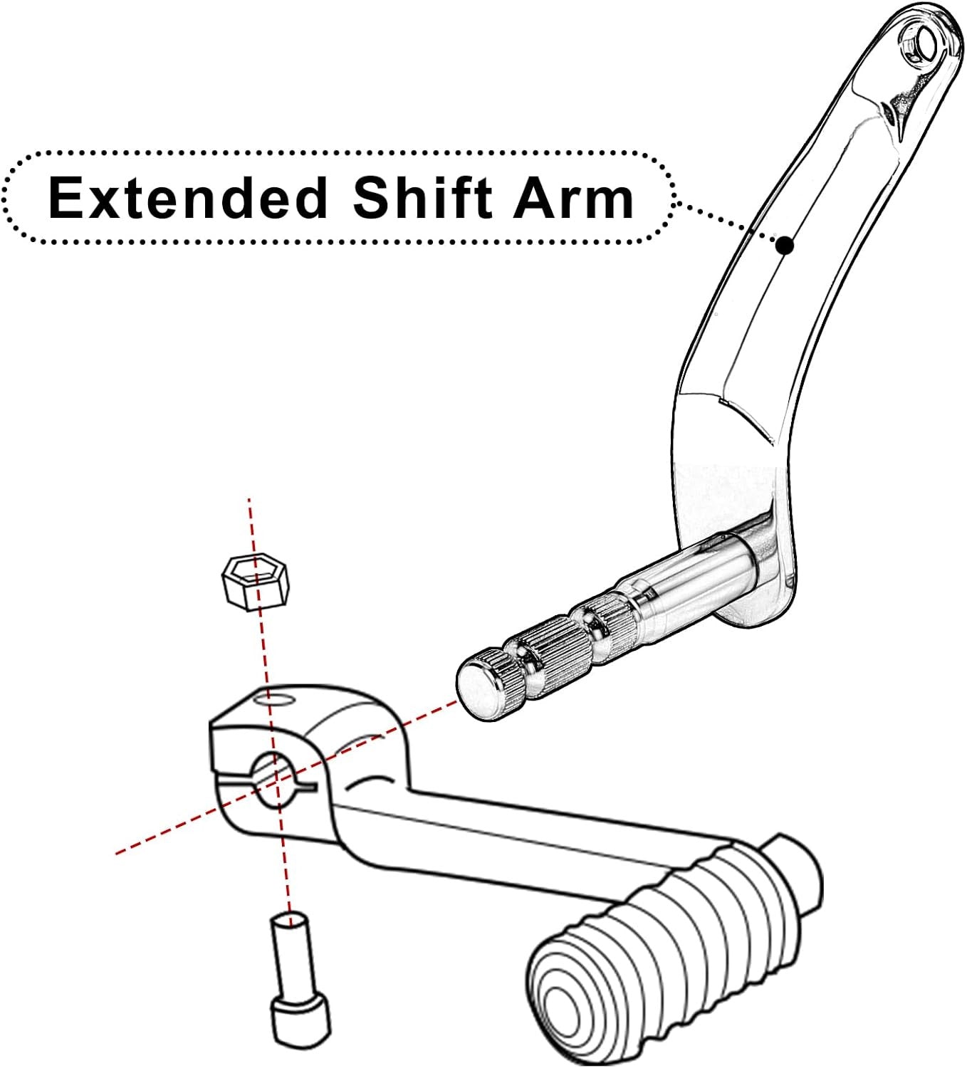 Extended shift lever arm for Harley Softail Fat Boy Luxury Chrome - n