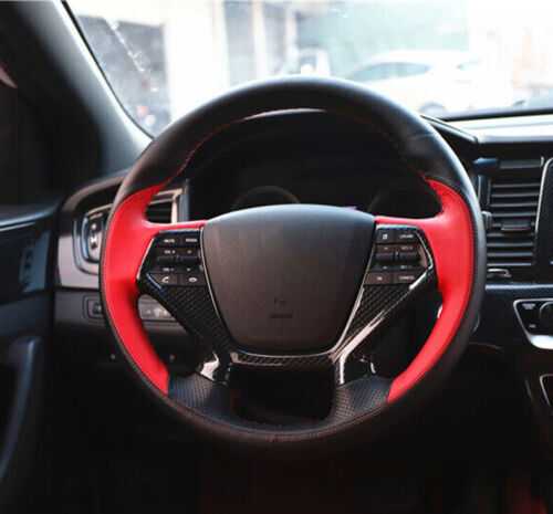for Hyundai Sonata 2015-2019 Carbon ABS Steering Wheel Button Frame Cover Trim
