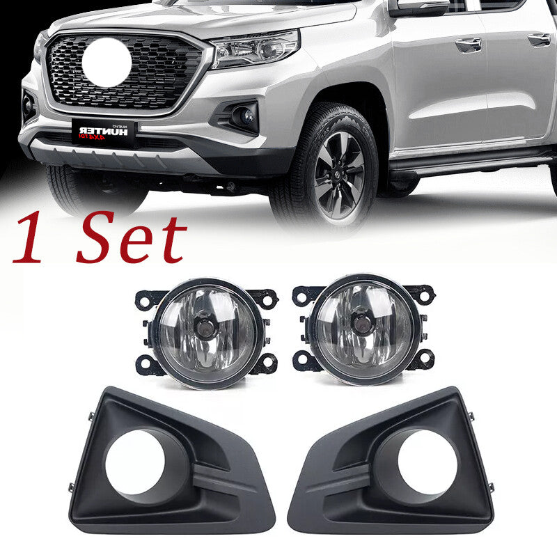 A pair of front bumper fog lights + fog light covers are suitable for the for Changan Hunter F70.