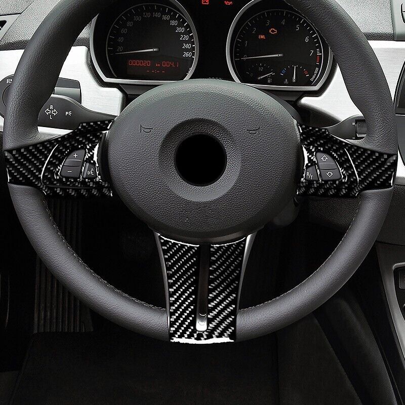 Real Carbon Fiber Car Steering Wheel Button Cover Trim for BMW Z4 E85 2003-2008