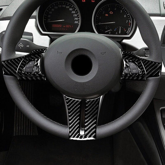 Real Carbon Fiber Car Steering Wheel Button Cover Trim for BMW Z4 E85 2003-2008