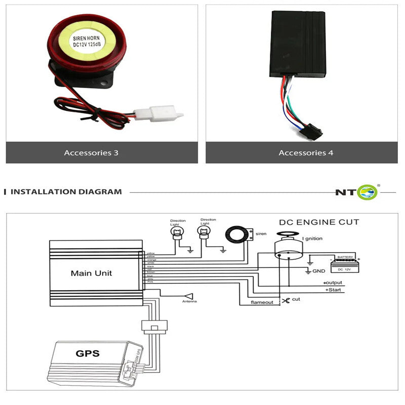 Motorcycle Waterproof 4G GSM GPS Tracking Alarm Phone APP Keyless Entry System