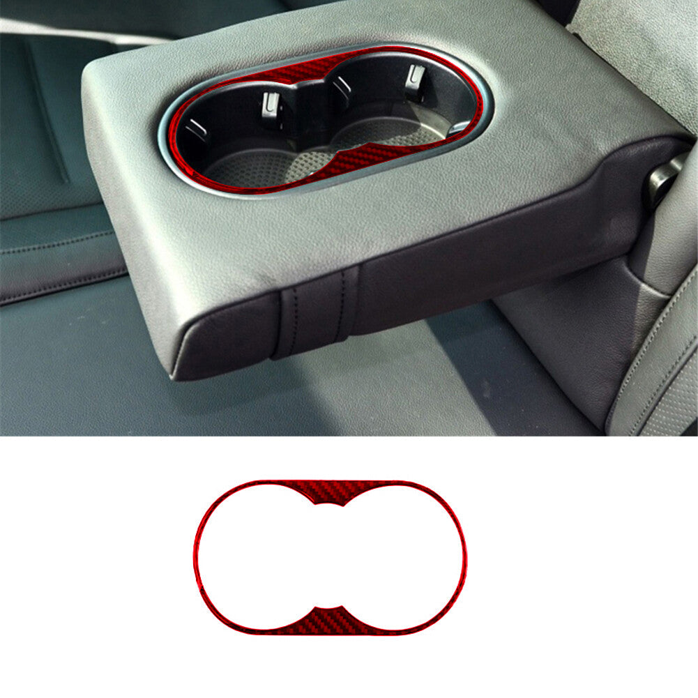 4X Carbon Fiber Central Cup Holder Panel Cover Trim For Taycan 2019-2022 v