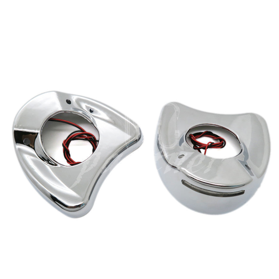 Chrome Fairing Mount Mirror White LED Light Cover Caps for Harley Touring 96-13 Q