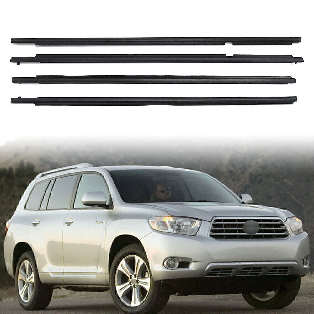 Black Weatherstrip Window Molding Trim Seal Belt Fit for Toyota Highlander 2008-2010