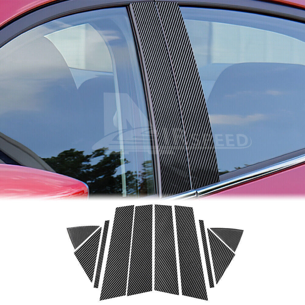 for Mazda 3 Axela 2014-19 Carbon Fiber Style Pillar Posts Door Window Strip Trim