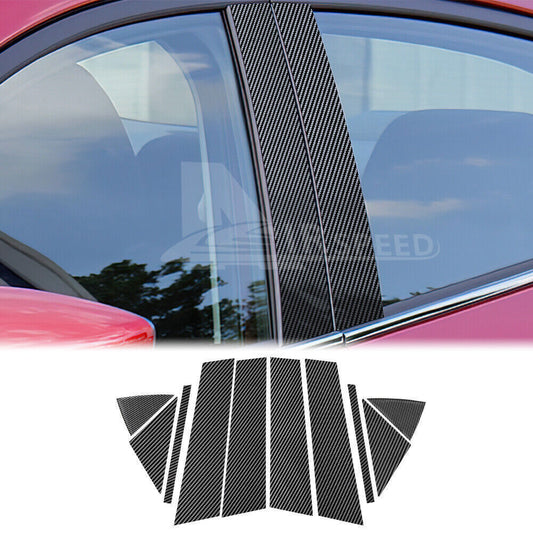 for Mazda 3 Axela 2014-19 Carbon Fiber Style Pillar Posts Door Window Strip Trim