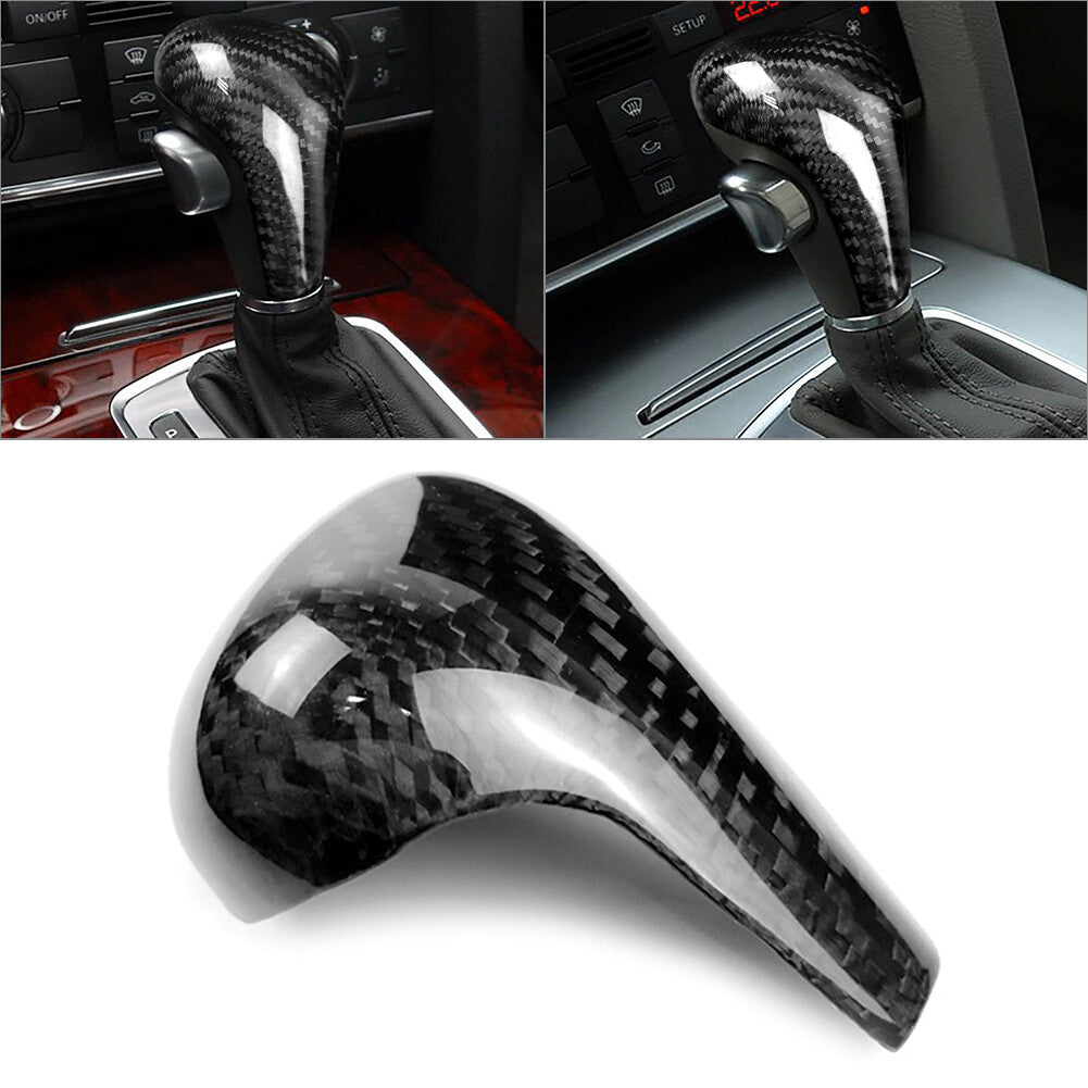 for Audi A4L Q5 Q7 2009-12 A5 A6L 08-10 Carbon Fiber Gear Shift Knob Cover Trim