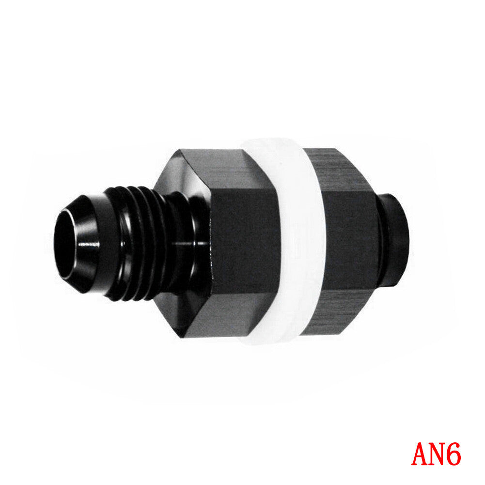 6 AN AN6 Flare Fuel Cell Bulkhead Fitting With Washer Black Q