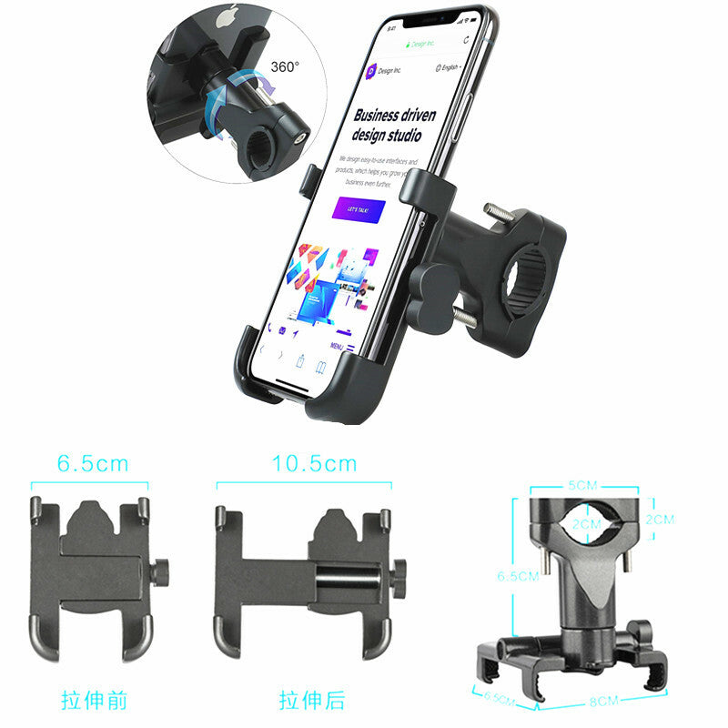 360 Rotation Mobile Phone Holder Motorcycle Handlebar Clip Stand Mount Bracket
